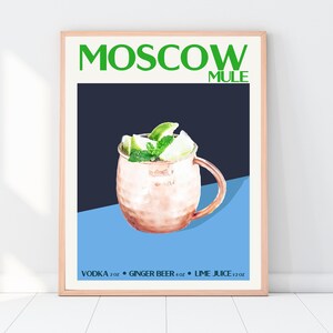 Moscow Mule Cocktail Print, Moscow Mule Recipe Poster, Cocktail Prints, Moscow Mule Wall Decor