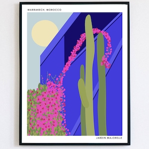 Marrakech Garden Print, Jardin Majorelle, Morocco, Boho Wall Decor, Eclectic print, Abstract Print, Architecture, Travel Poster