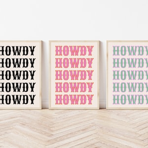 Howdy Print, Howdy Howdy Howdy, Western Print, Cowboy Print, Howdy Sign, Living Room Art, Multi Color, Cowgirl Print