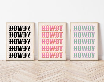 Colorful Howdy Western Print, Americana Wall Art