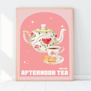 Afternoon Tea Wall Art, Afternoon Tea Poster, Tea Pot Print, Food & Drinks Print, Cafe Print, Kitchen Wall Art