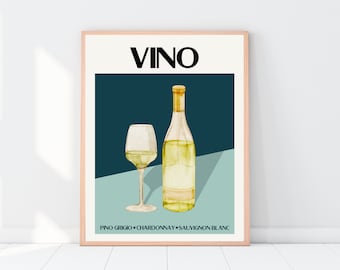 Vino Cocktail Print, Wine Poster, Cocktail Prints, Wine Wall Decor