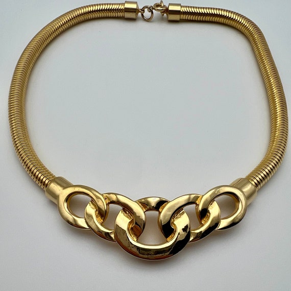 Vintage couture gold plate choker by Mimi Di N, 1… - image 2