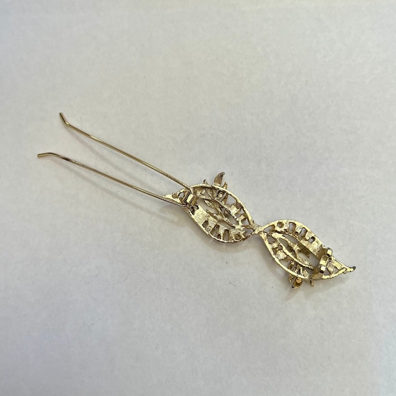 Vintage rhinestone leaf hair clip, 1960s - image 4