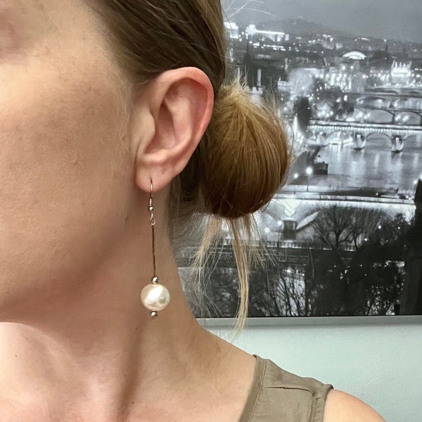 Vintage pearl chain drop earrings, 1990s