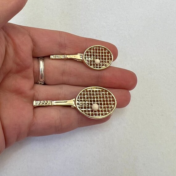 Vintage tennis racket brooch set signed Gerrys, 1… - image 2