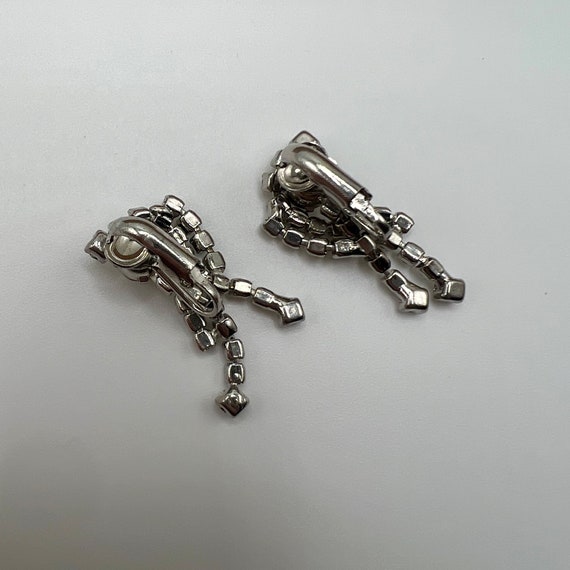 Vintage rhinestone dangle earrings, clip on - image 6