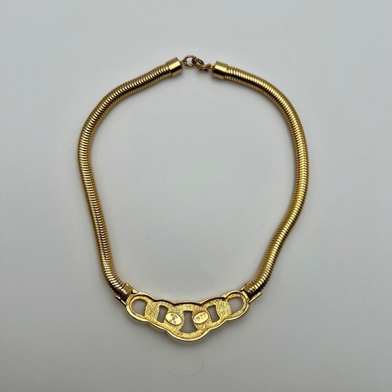 Vintage couture gold plate choker by Mimi Di N, 1… - image 9