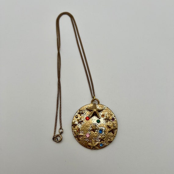 Vintage celestial star medallion pendant - image 2