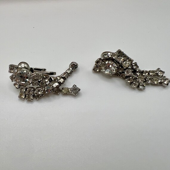 Vintage rhinestone dangle earrings, clip on - image 5