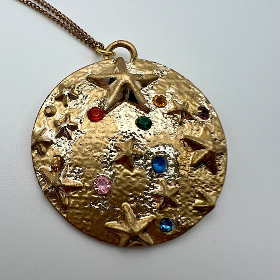 Vintage celestial star medallion pendant - image 5