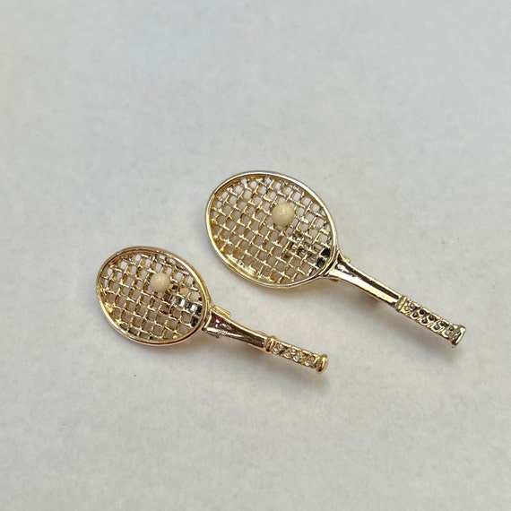 Vintage tennis racket brooch set signed Gerrys, 1… - image 1