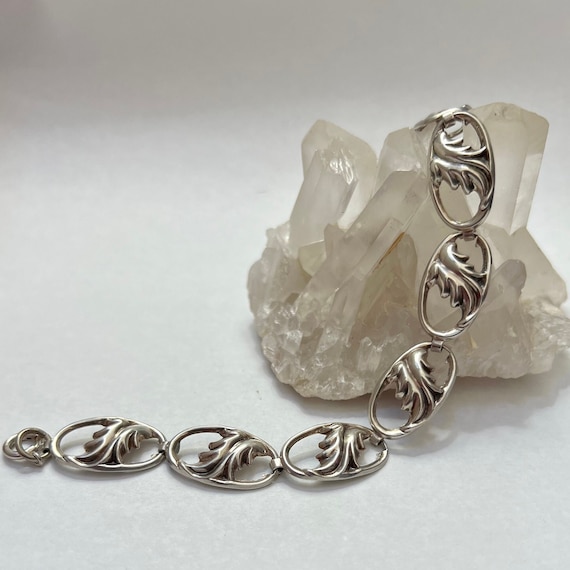 Beau sterling silver oval link bracelet, vintage … - image 2