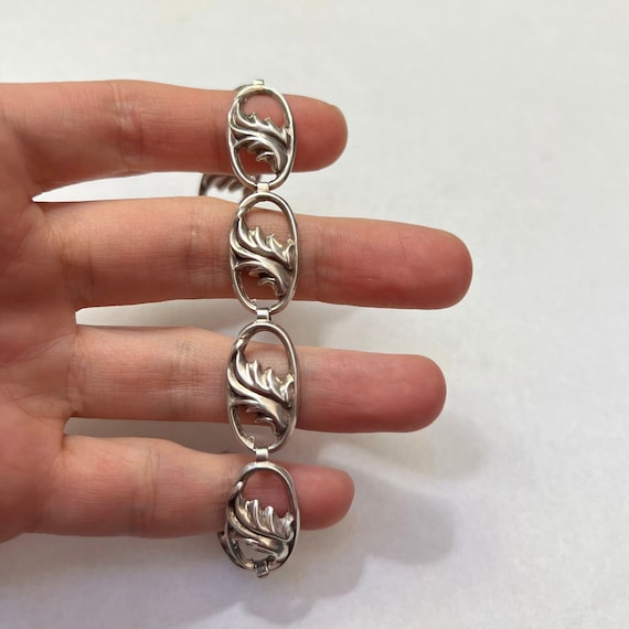 Beau sterling silver oval link bracelet, vintage … - image 7