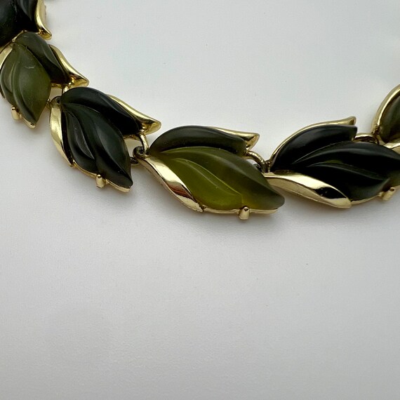 Vintage green thermoset choker necklace, signed c… - image 5