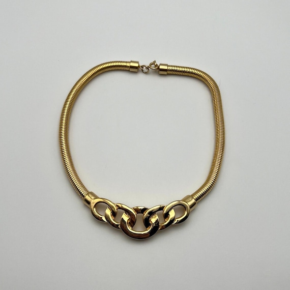 Vintage couture gold plate choker by Mimi Di N, 1… - image 1