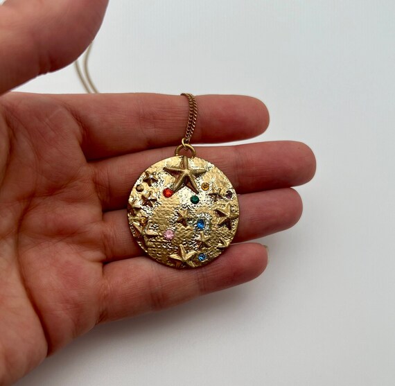 Vintage celestial star medallion pendant - image 3