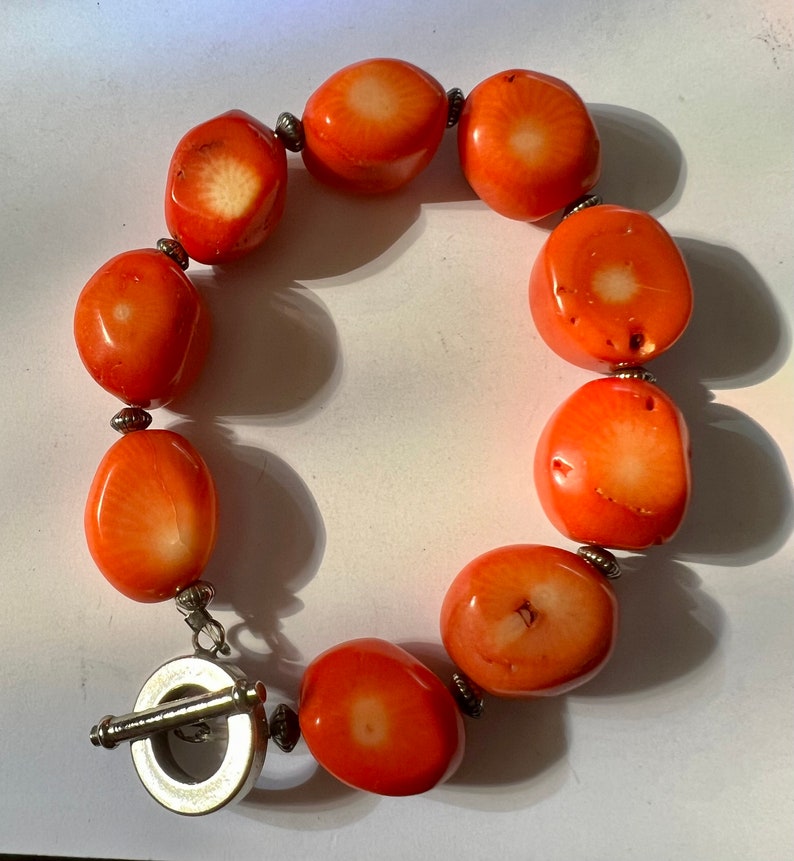 Vintage Orange Bamboo Coral Bead Bracelet Etsy