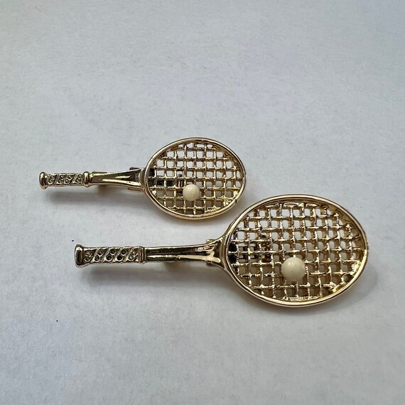 Vintage tennis racket brooch set signed Gerrys, 1… - image 3