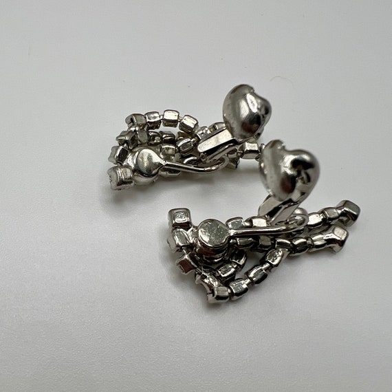 Vintage rhinestone dangle earrings, clip on - image 7