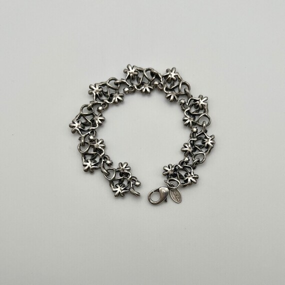 Vintage floral crystal link bracelet signed Park … - image 4