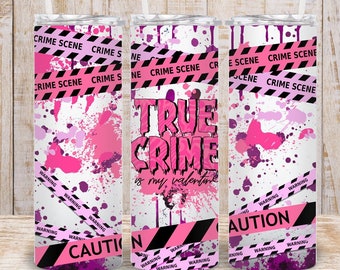 True Crime Valentine Tumbler Wrap – Pink Crime Scene PNG (Digital Download)