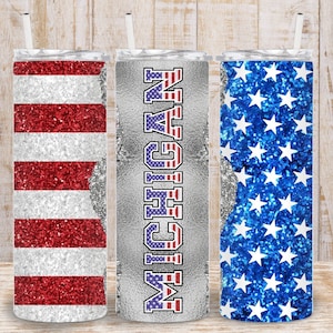 Digital Luxury Glitter EUA 4 de julho Bandeira Michigan 20 onças Tumbler Wrap - PNG Sublimação - American State Tumbler 400 dpi