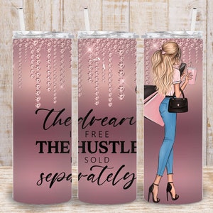 Digital Luxury Fashion Girl 20oz Tumbler Wrap - PNG Sublimation Hustle Girl 300 dpi