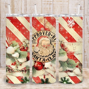 Christmas Vintage Santa  20oz Tumbler Full Wrap Design - PNG Sublimation- 300DPI