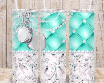 Digital Blue Fashion 20oz Tumbler Wrap - PNG Sublimation Diamond Rhinestone  Design 300 dpi