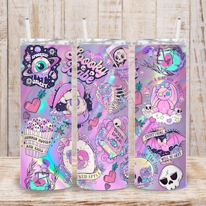 Digital Halloween Pastel Goth Stickers 20oz Tumbler Wrap  20oz - PNG Sublimation 300 dpi