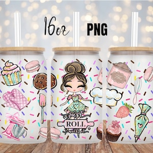 Digitale Glasglasdose 16 Unzen Kaffeeverpackung - PNG Glassublimation - Backmodepuppe