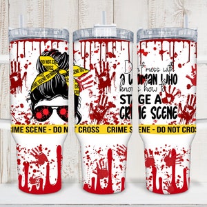 Cyfrowa True Crime Obsessed 40oz Tumbler Wrap - Tumbler z uchwytem Wrap PNG Sublimacja 300 dpi
