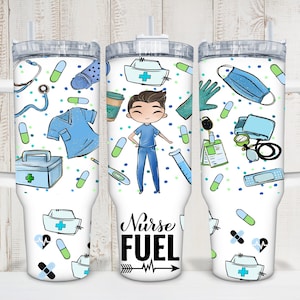 Digitale männliche Krankenschwester 40 Unzen Becherverpackung -PNG Sublimation 300 dpi