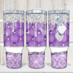 Digital Lila Glitzer Bling Glam 40oz Tumbler Cup Wrap - PNG Sublimation 300 dpi