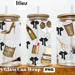 Digital Jar Glass Can 16oz Coffee Wrap - Gold Luxury Fashion