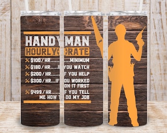 Digital Handyman Funny 20oz Tumbler Wrap - PNG Sublimation 300 dpi - Fathers Day Tumbler
