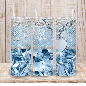 Digital Blue Bling Glam 20oz Tumbler Wrap - PNG Sublimation 300 dpi