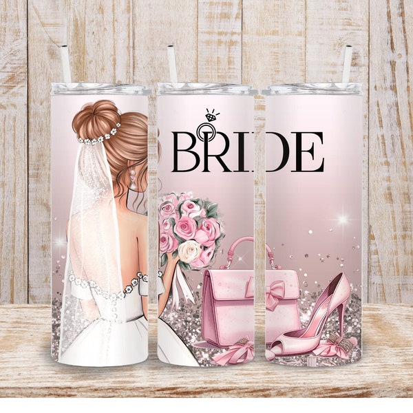 Digital Bride Wedding 20oz Tumbler Wrap - PNG Sublimation 300 dpi