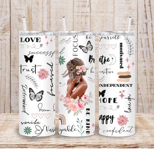 Digital Positive Affirmation 20 Unzen Tumbler Wrap -PNG Sublimation 300 dpi