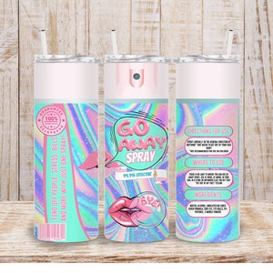 Digital Be Gone Spray Bottle 20oz Tumbler Wrap- Repellent Tumbler Wrap- PNG Sublimation 300 dpi Funny Pink Tumbler Wrap