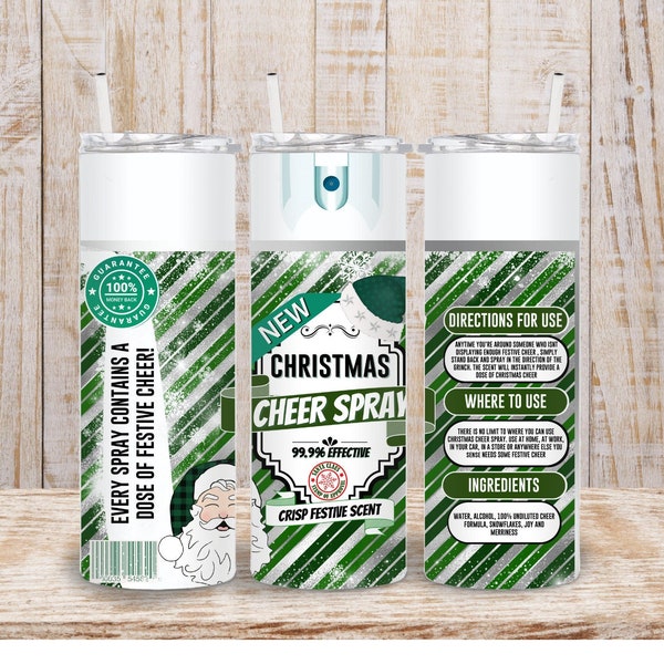 Digital Christmas Cheer Spray Bottle 20oz Tumbler Wrap  20oz - PNG Sublimation 300 dpi Funny Be Gone Tumbler Wrap