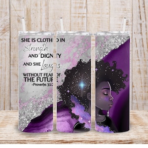 Digital Christian Girl 20oz Tumbler Wrap - Bible Verse Tumbler Wrap - PNG Sublimation 300 dpi