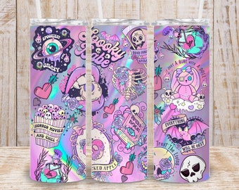 Digital Halloween Pastel Goth Stickers 20oz Tumbler Wrap  20oz - PNG Sublimation 300 dpi