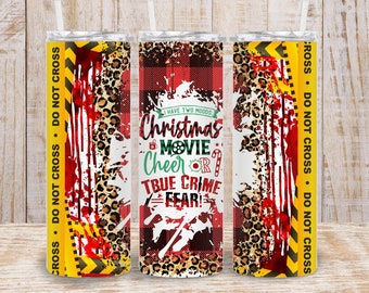 Christmas True Crime 20oz Tumbler Full Wrap Design - PNG Sublimation- 300DPI