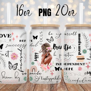 Digitales Glas Glasdose 16 Unze 20 Unze Positive Affirmationen - PNG Glas Sublimation