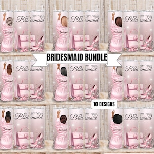 Digital Bridesmaid Wedding 20oz Tumbler Wrap Bundle - PNG Sublimation 300 dpi