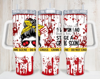 Digital True Crime Obsessed 40oz Tumbler Wrap - Tumbler with Handle Wrap PNG Sublimation 300 dpi