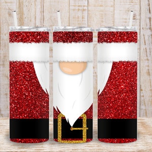 Christmas Santa Glitter 20oz Tumbler Full Wrap Design - PNG Sublimation- 400DPI