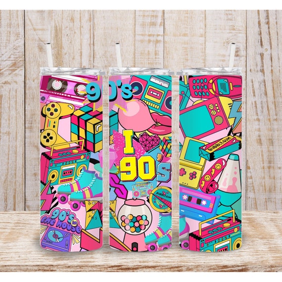 90s Cartoon Tumbler Wrap – Nostalgic Design (PNG Digital Download)
